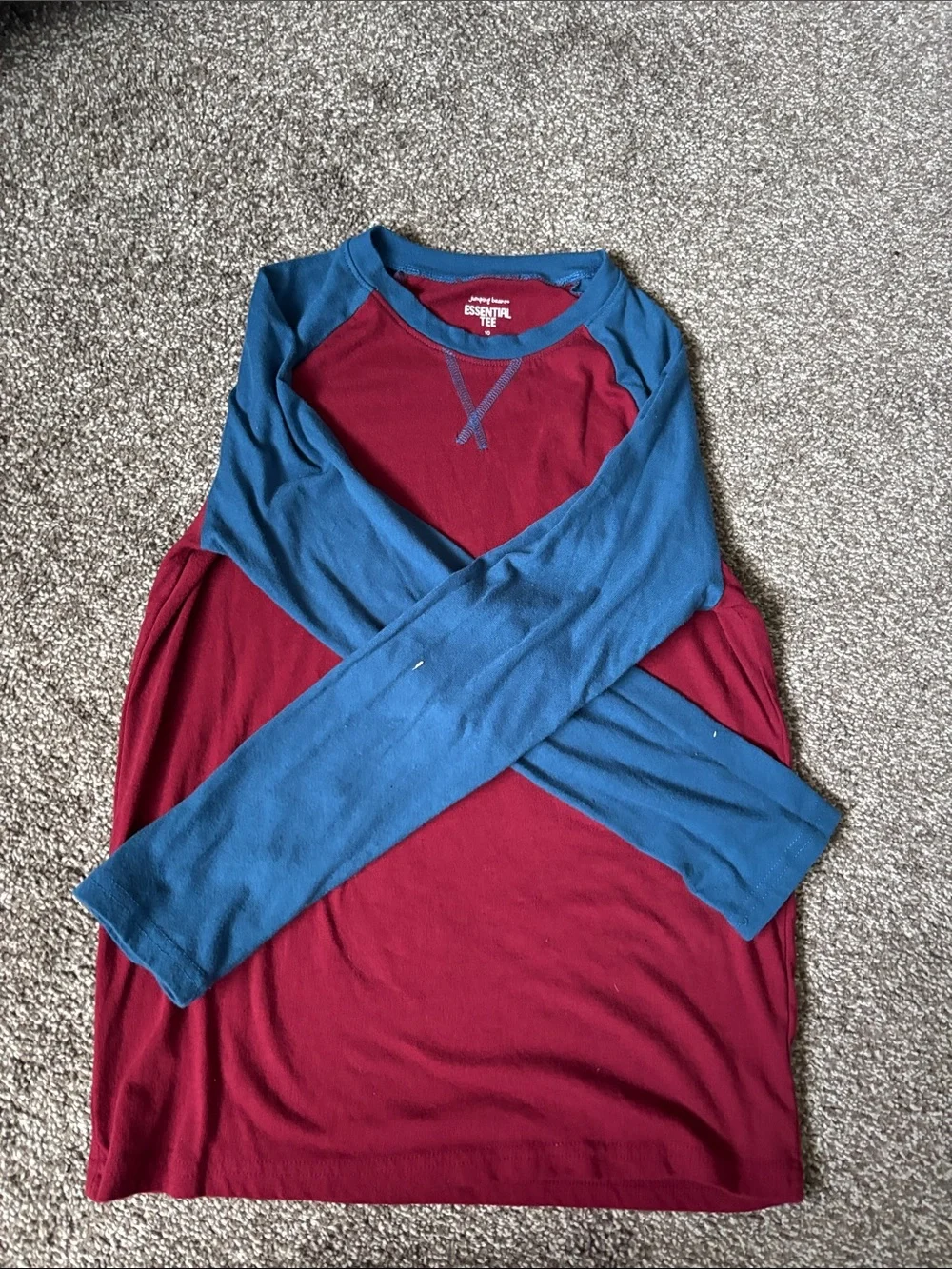 jumping beans Maroon Body with Blue Raglan Long Sleeve Tee
